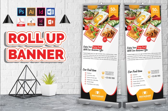 Seminar rollup dribbble mockup ukuran xbanner umum